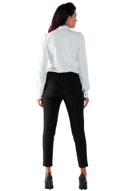 Spodnie damskie casualowe z kieszeniami elastyczna talia czarne